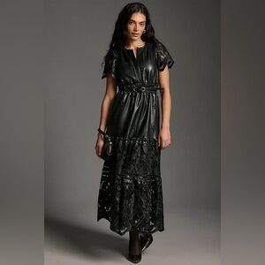 The Somerset Maxi Dress: Faux Leather Embroidered Edition - Size M
